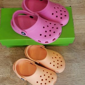 9c toddler Crocs lot of 2 pink and Orange